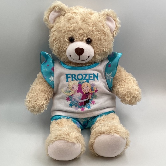 Build A Bear Happy Hugs Teddy Wearing Disney Frozen Elsa And Ana Pajamas - Picture 1 of 4